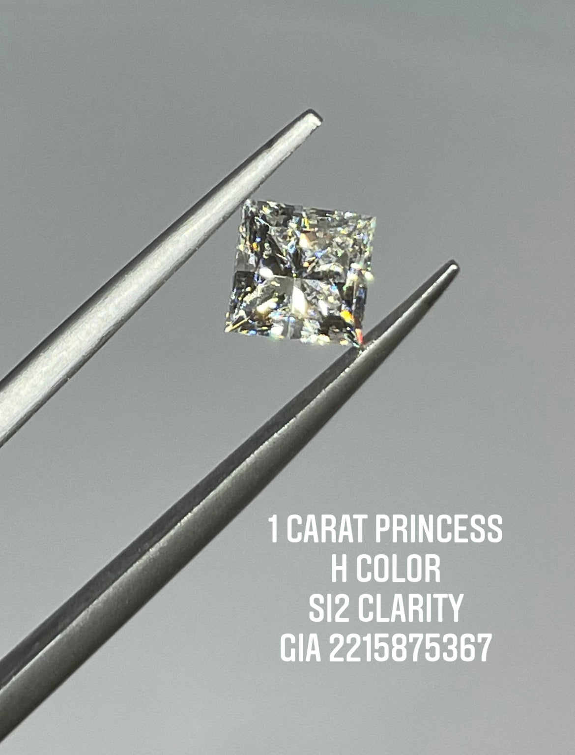 1.00 Carat Princess Cut Diamond H , SI2 , GIA Certified 5211949195