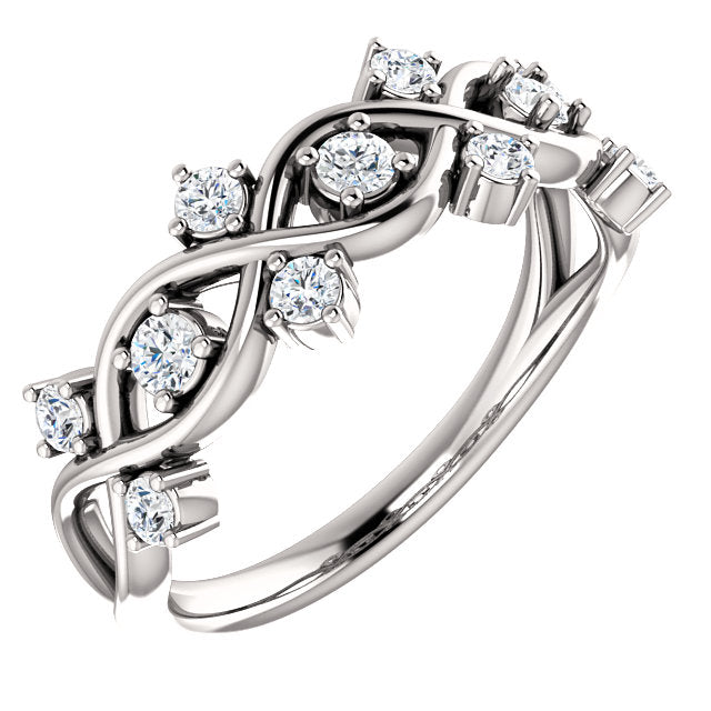 14k Gold 3/4 Diamond Anniversary Band, Ring Size 7