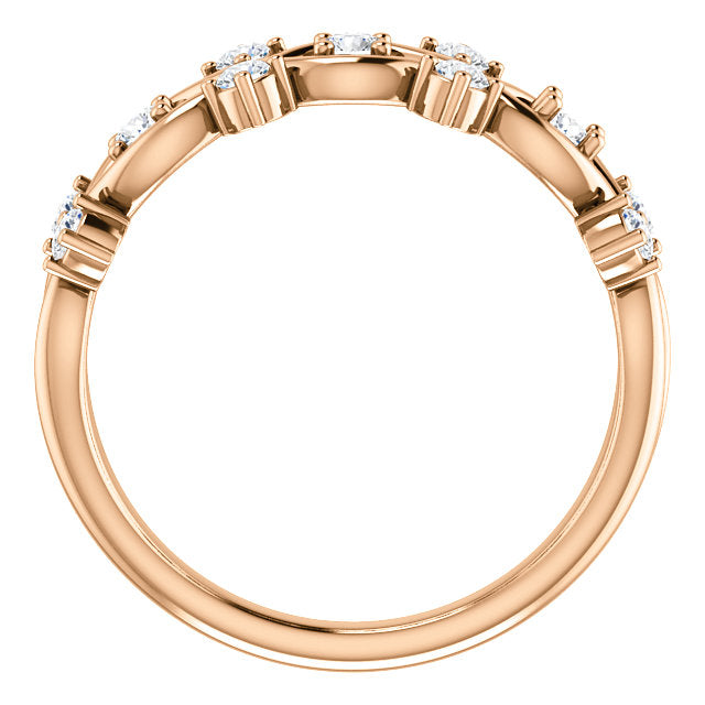 14k Gold 3/4 Diamond Anniversary Band, Ring Size 7