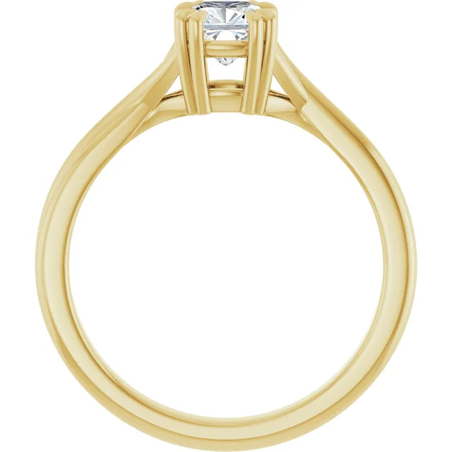 18k Yellow Gold  Petite Solitaire with .72 Carat CUSHION Lab Diamond Color D , VVS2, Excellent , Excellent