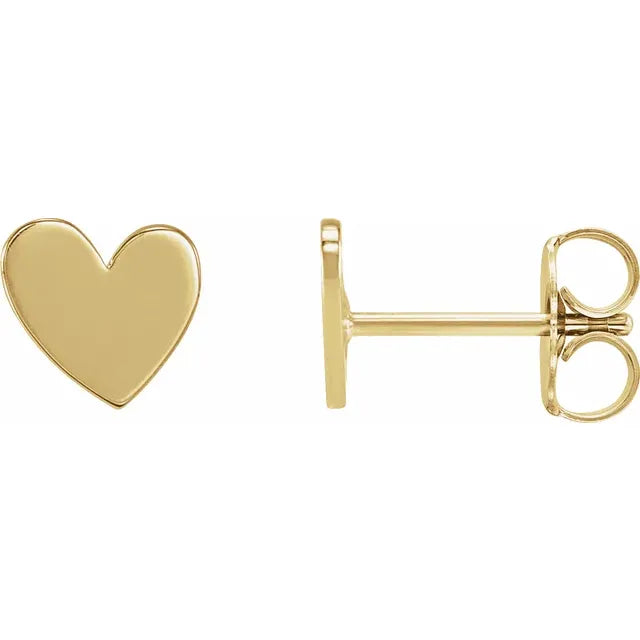 14K Yellow Gold Asymmetrical Heart Earrings- 6 mm