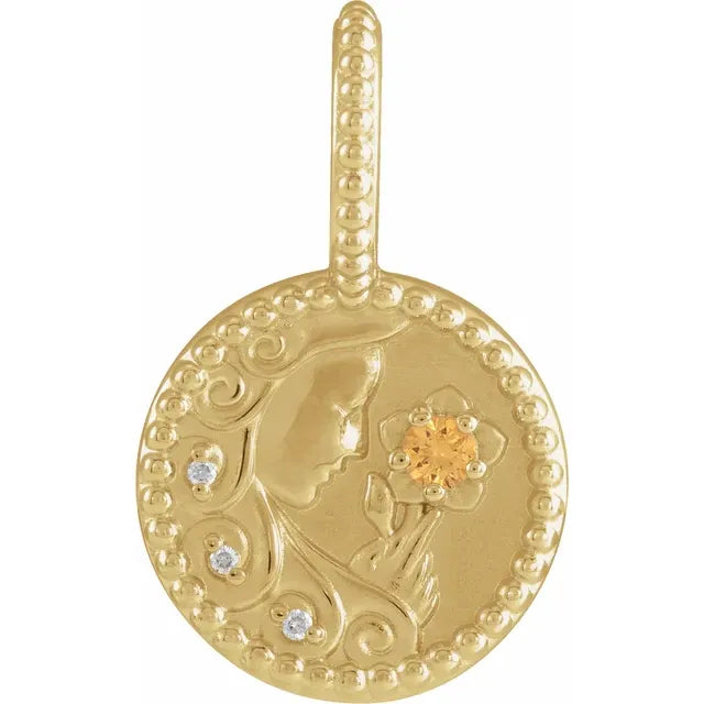 14k Yellow Gold Diamond and Gemstone Zodiac Pendants