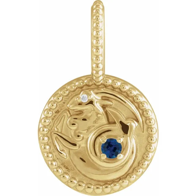 14k Yellow Gold Diamond and Gemstone Zodiac Pendants