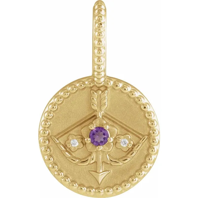 14k Yellow Gold Diamond and Gemstone Zodiac Pendants