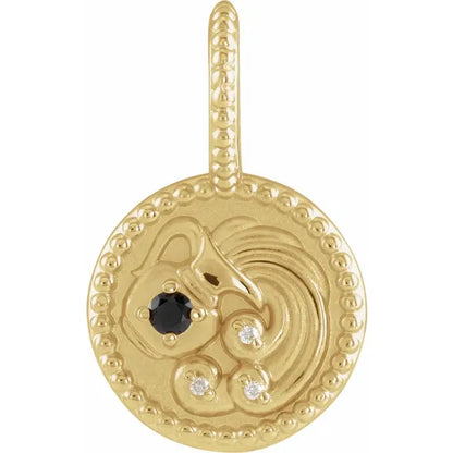 14k Yellow Gold Diamond and Gemstone Zodiac Pendants