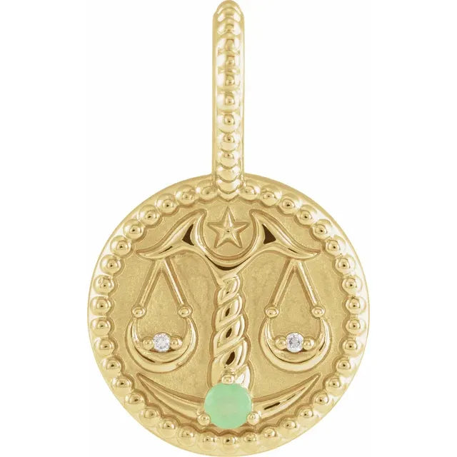 14k Yellow Gold Diamond and Gemstone Zodiac Pendants