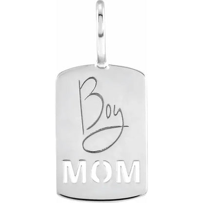 14k Gold Boy Mom Pendant , comes in 14k White , Yellow and Rose Gold