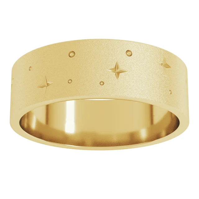 14K Yellow Gold  7 mm Wide Band Bold