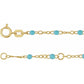 14K Yellow 2 mm Adjustable Turquoise Enamel Bead 17-18" Chain