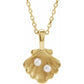 14K Yellow Gold Polished Seed Pearl Family Necklace