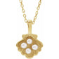 14K Yellow Gold Polished Seed Pearl Family Necklace