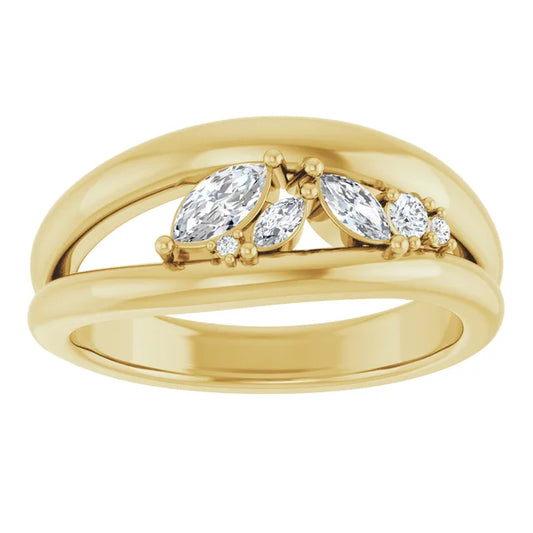 14K Yellow Gold 1/3 CTW Natural Diamond Negative Space Ring