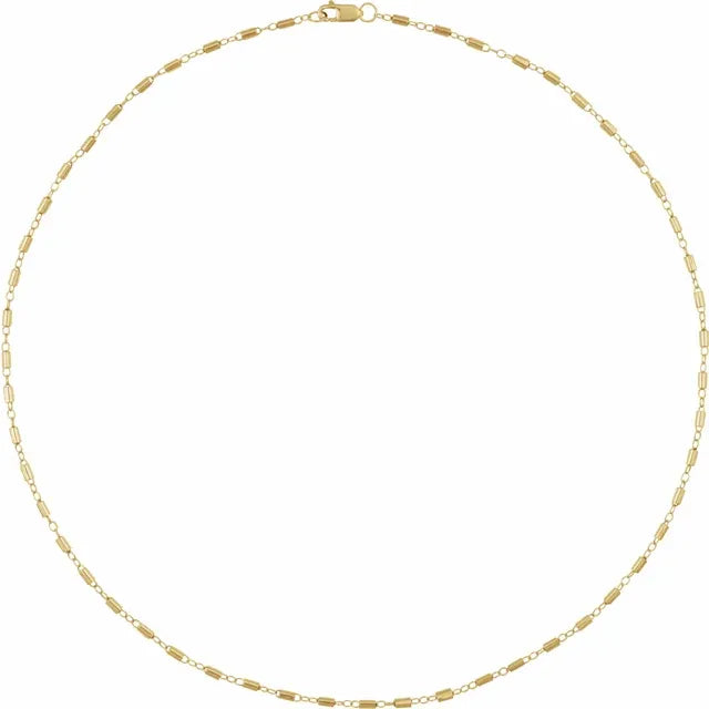 14K Yellow 1.7 mm Satellite Bar Cable 18" Chain