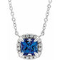 14K White Gold Natural Blue Sapphire & .05 CTW Natural Diamond 18" Necklace