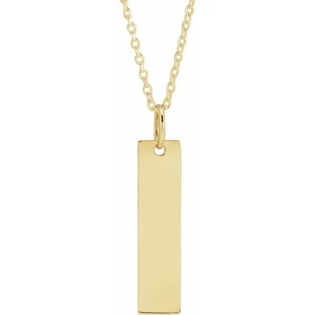 18k Plated Sterling Silver Personalized Bar Necklace with 20'Chain