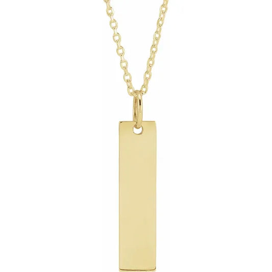 18k Plated Sterling Silver Personalized Bar Necklace with 20'Chain