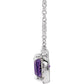14K White Gold  Natural Amethyst & .05 CTW Natural Diamond 16-18" Necklace