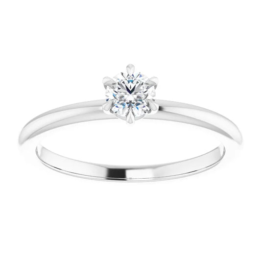 Platinum Petite Solitaire with .25 Carat Round Lab Diamond Color F+