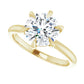 2 carat Lab Diamond 18k Yellow Gold Diamond Engagement Ring with 6 Claw Prongs - LAB Certified Center