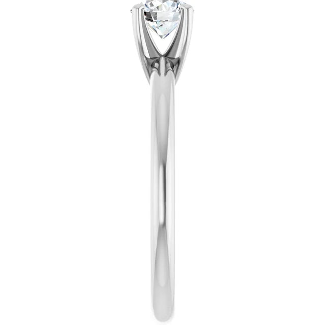 10k White Gold Petite Solitaire with .60 Carat ROUND Lab Diamond Color F+
