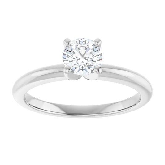 10k White Gold Petite Solitaire with .60 Carat ROUND Lab Diamond Color F+