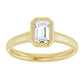 18k Yellow Gold Petite Solitaire with .50 Carat EMERALD Lab Diamond Color F+