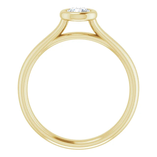 18k Yellow Gold Petite Solitaire with .33 Carat Round Lab Diamond Color F+