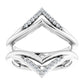 14K White 1/8 CTW Natural Diamond Double V Shape Ring Guard