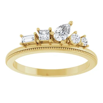 14K Yellow Gold 3/8 CTW Natural Diamond Stackable Ring - Size 7
