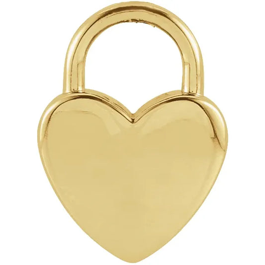 14K Yellow Gold Small Heart Lock Pendant/ Charm