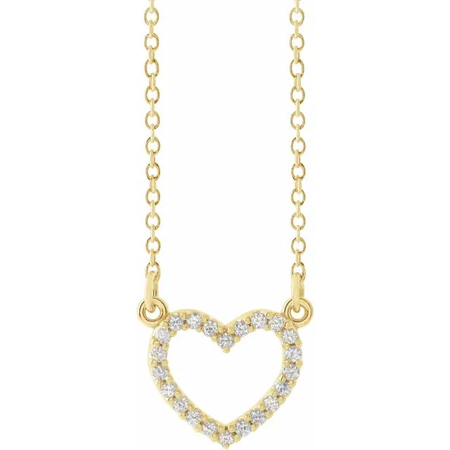 14K Yellow .08 CTW Natural Diamond Petite Heart comes with 16" Necklace