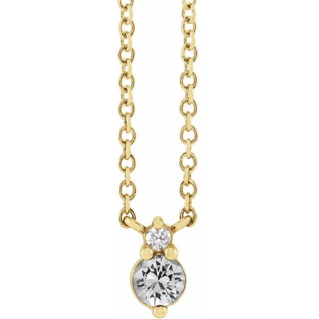 14K Yellow Gold Natural White Sapphire & .015 CTW Natural Diamond 18" Necklace