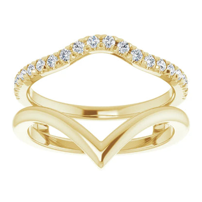 14K Yellow 1/4 CTW Natural Diamond Accented V-Shaped Ring Guard