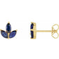 14K Yellow Gold Natural Blue Sapphire .15 ct Cluster Earrings