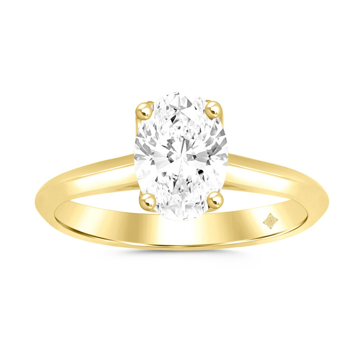 2.00 Carat Oval Lab Diamond Engagement Ring , set in 14k Yellow Gold