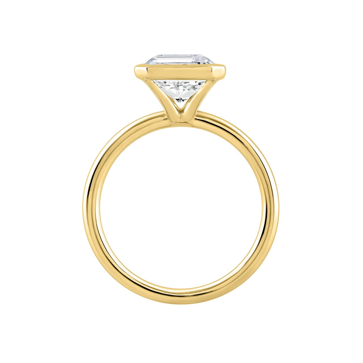 3.00 Carat Emerald Cut Lab Diamond Engagement Ring , Metal 14k Yellow Gold