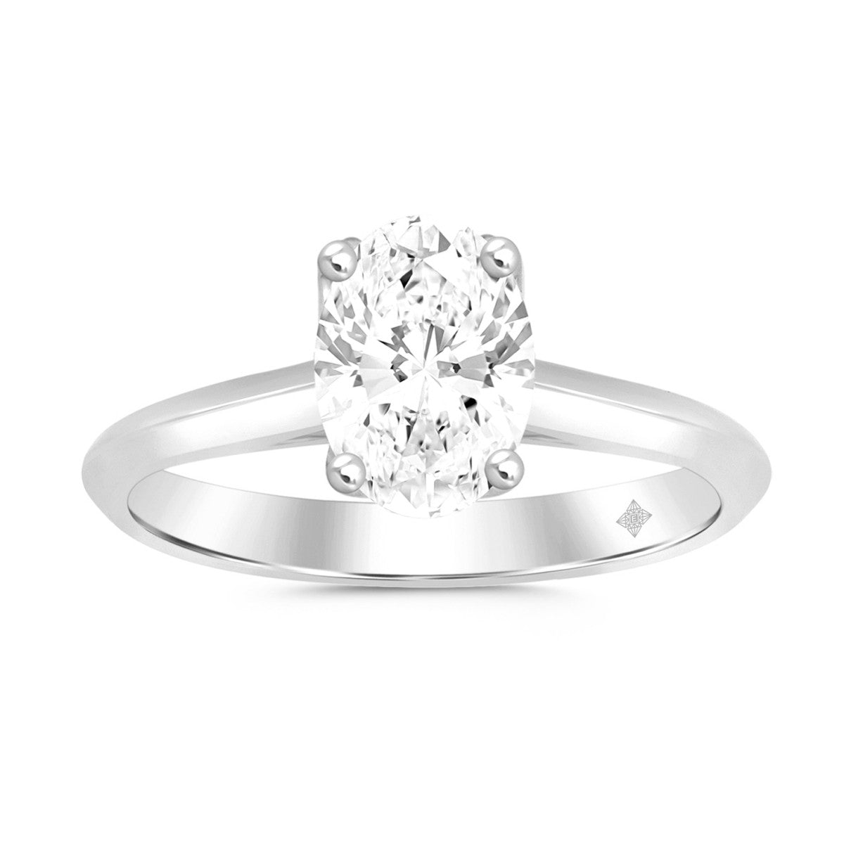 2.00 Carat Oval Lab Diamond Engagement Ring , set in 14k White Gold