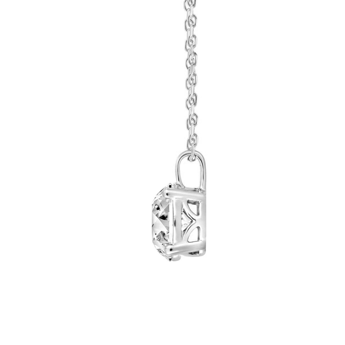 Size .50 - 3.00 Carat Round Cut Lab Diamond Solitaire Pendant in 14k White Gold