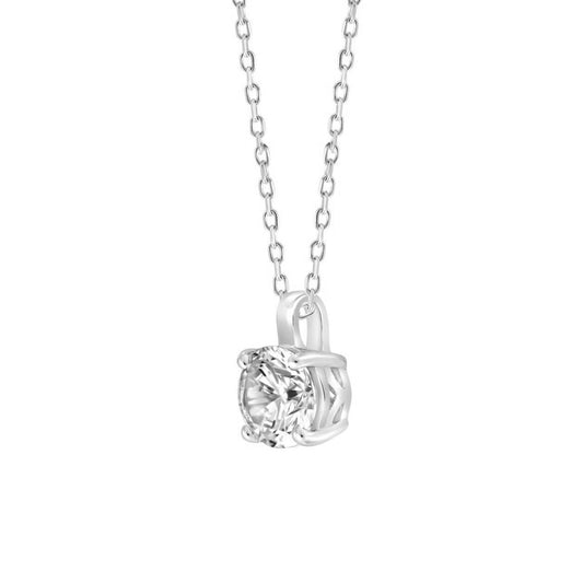 Size .50 - 3.00 Carat Round Cut Lab Diamond Solitaire Pendant in 14k White Gold