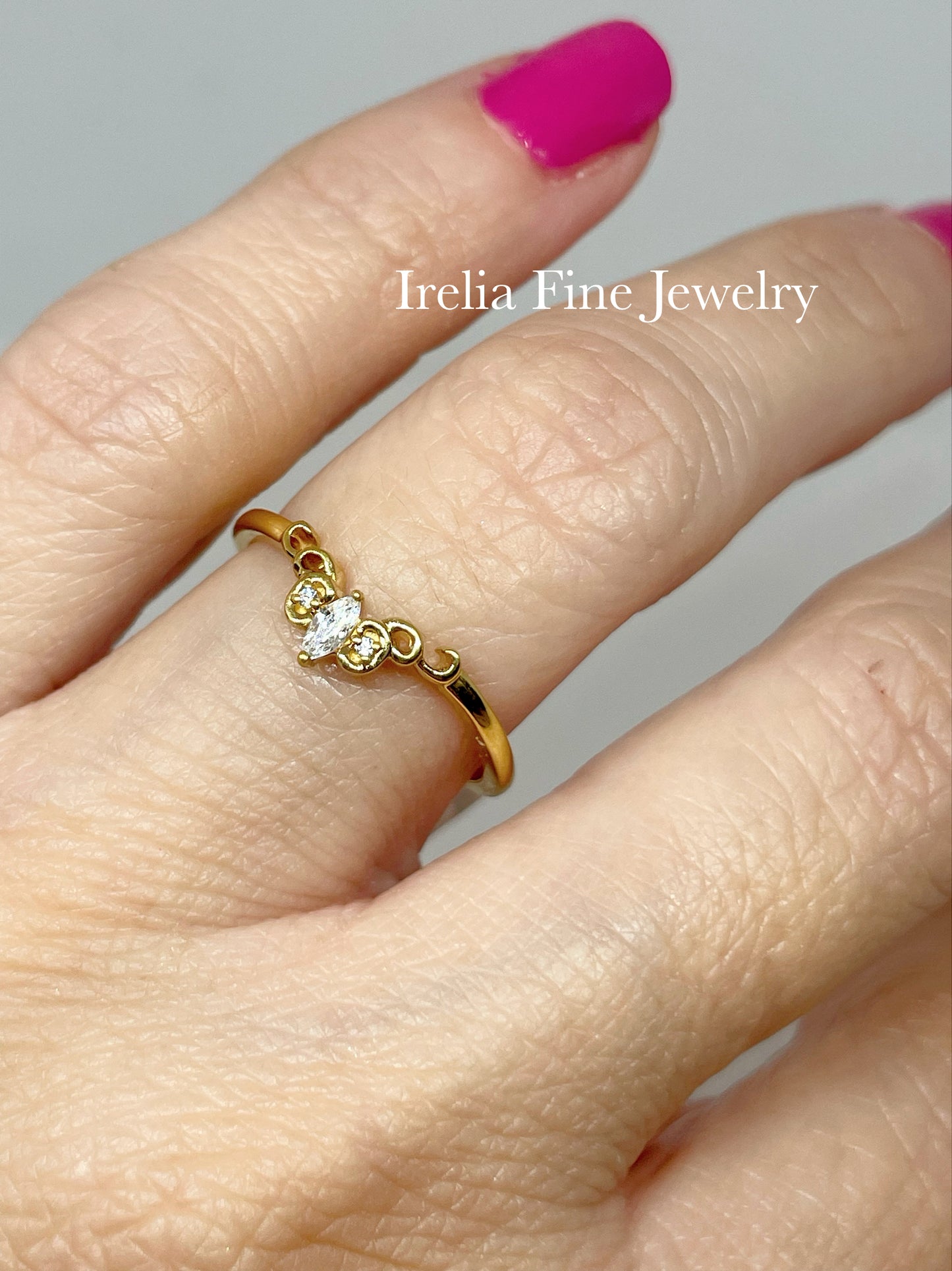 14K Yellow Gold .07 ct Marquise with Filagree Contour Band or Stackable