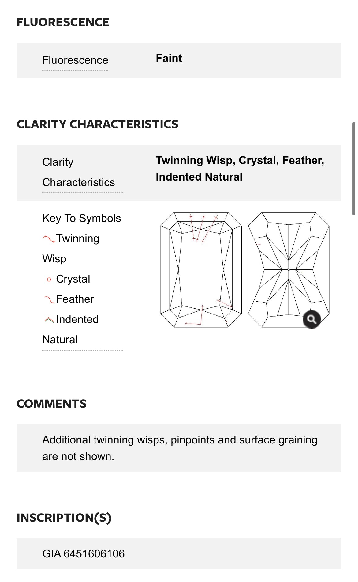 2.01 carat Radiant Cut Natural Diamond Color G Clarity SI2 GIA 6451606106