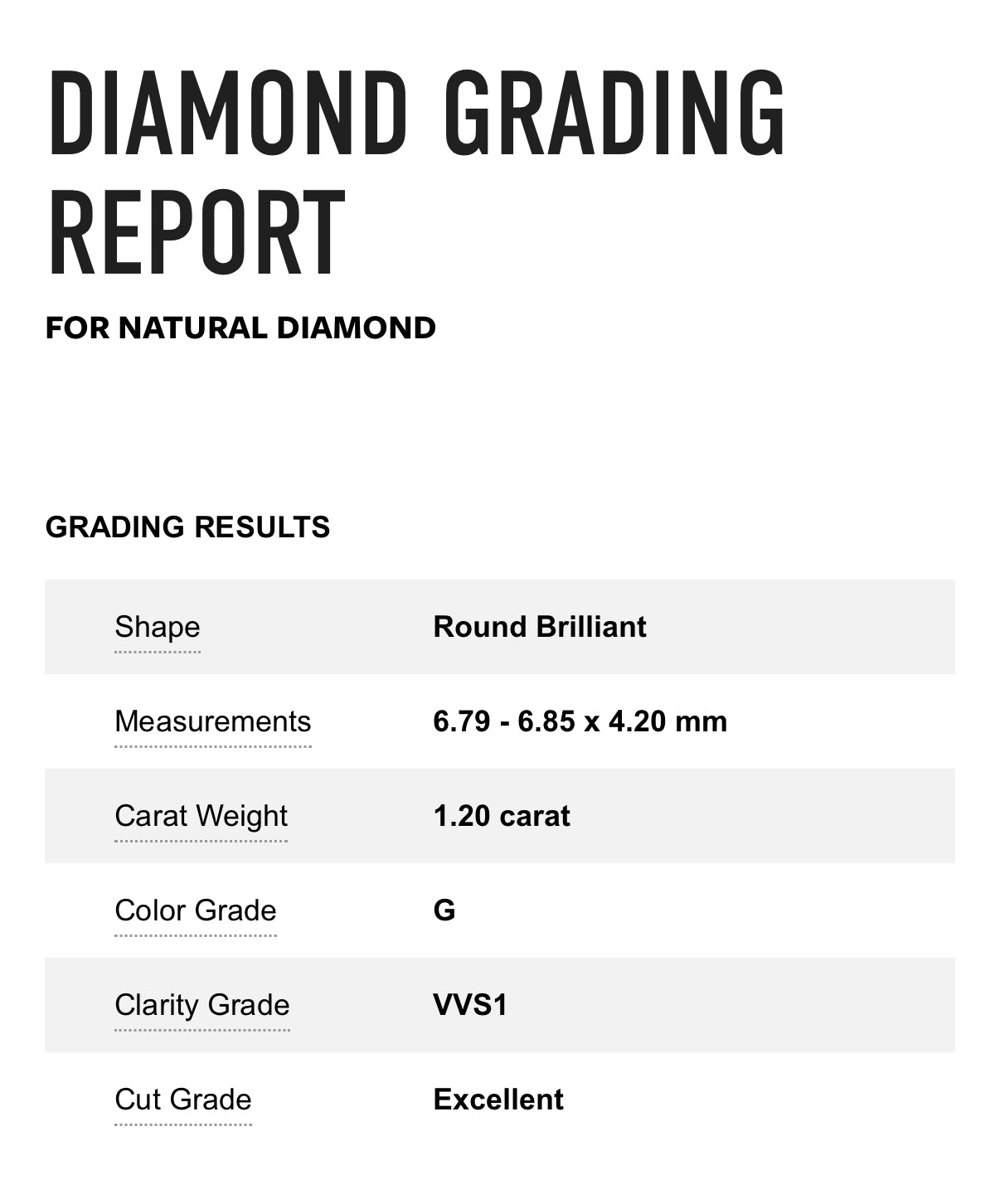 1.20 Carat Round Diamond G, VVS1 , GIA Certified 1109296392