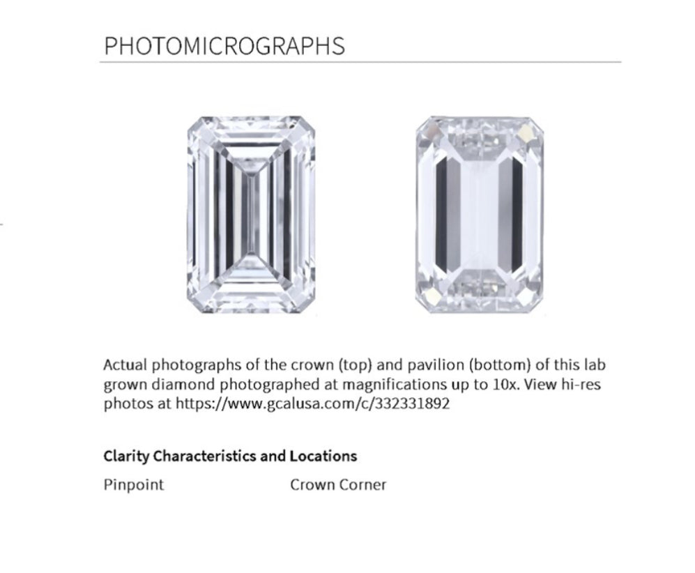 Emerald Cut 5.18 Carat Lab Grown Diamond , Color H , Clarity VS2 , GCAL Certificate LG332331892