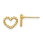 14k Yellow Gold Rope Heart Post Earrings