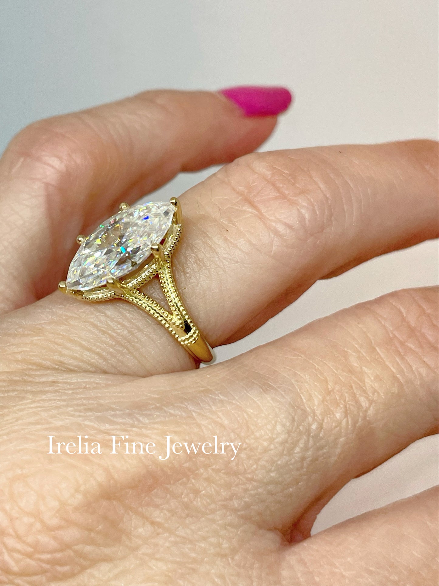 Custom Order - 18k Gold Milgrain Solitaire with Milgrain Edges center Lab Diamond Center