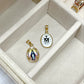 14K Yellow Gold Hand Painted Porcelain Miraculous Medal Size 13x10 mm - Made in Italy