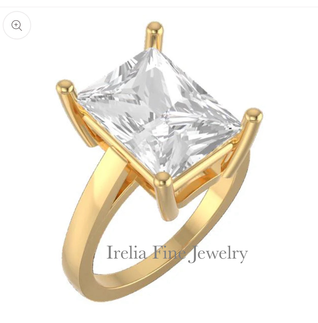 18k Gold Custom Setting with 5.04 Carat Emarald Cut Lab Diamond GIA