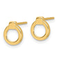 14k Yellow Gold Circle Stud Button Earrings