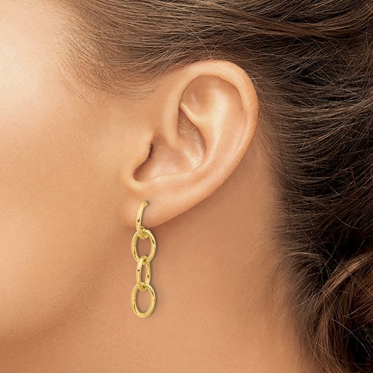14k Yellow Gold Oval Dangle Earrings