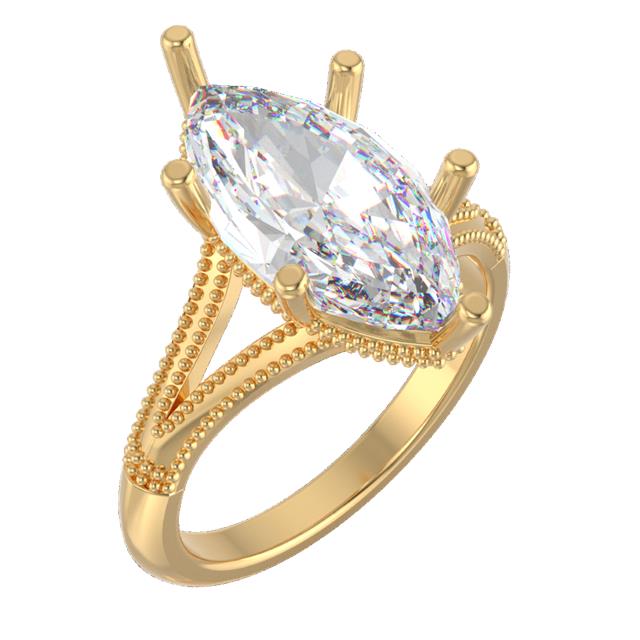 Custom Order - 18k Gold Milgrain Solitaire with Milgrain Edges center Lab Diamond Center